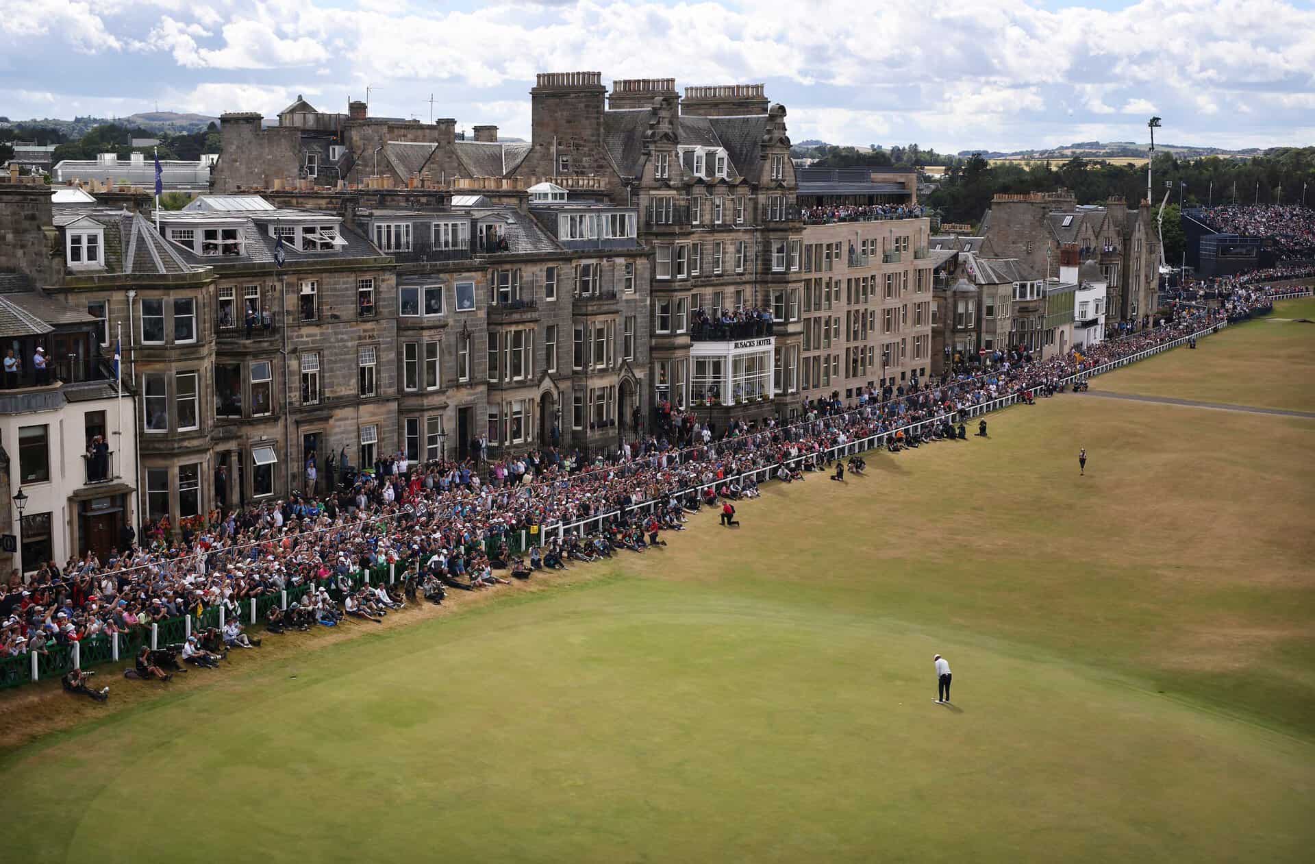Tiger Woods putts on the 18th hole during Day two of The 150th Open at St Andrews on July 15, 2022 | Source: Charlie Crowhurst/R&A/R&A via Getty Images
Rusacks